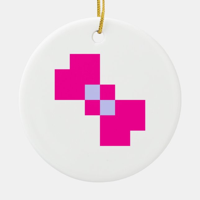 Cute 8 Bit Pixel Bow Ceramic Tree Decoration (Front)
