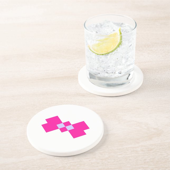 Cute 8 Bit Pixel Bow Coaster (Side)