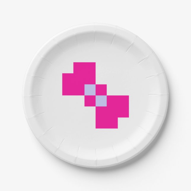 Cute 8 Bit Pixel Bow Paper Plate (Front)