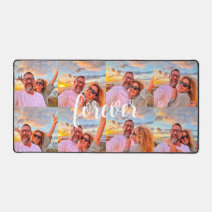 Cute 8 Photo Collage Custom Monogram Desk Mat
