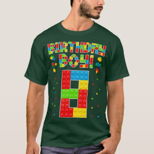 Cute 8th Birthday 8 Years Old Block Building Boys T-Shirt