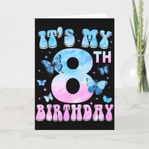 Cute 8th Birthday Girls Kids Butterfly Birthday 8 Card