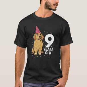 Cute 9 Years Old Birthday Golden Retriever Dog 9th T-Shirt