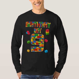 Cute 9th Birthday 9 Years Old Block Building Boys T-Shirt