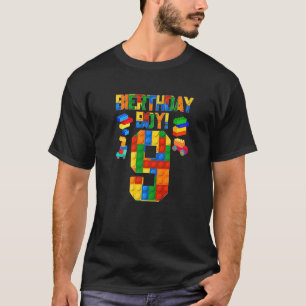 Cute 9th Birthday  9 Years Old Block Building Boys T-Shirt