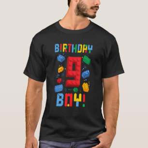 Cute 9th Birthday 9 Years Old Block Building Build T-Shirt