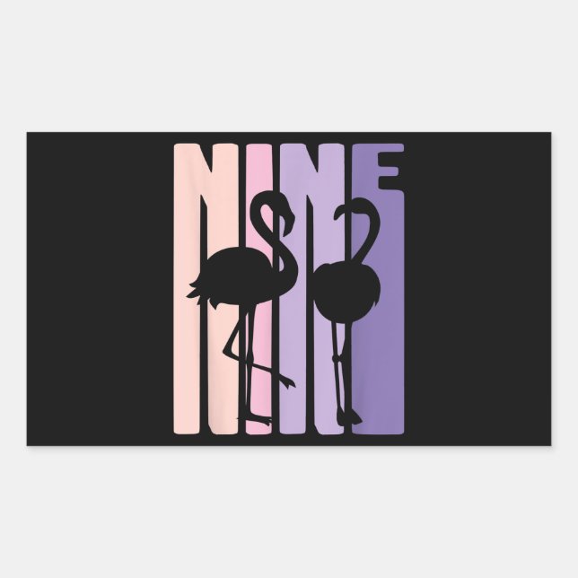 Cute 9th Birthday Gift I Flamingo I 9 Years Old Rectangular Sticker (Front)