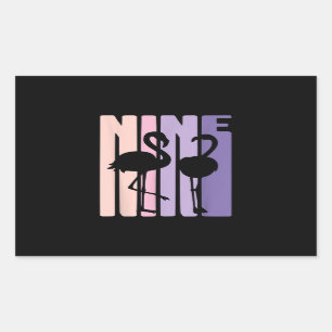 Cute 9th Birthday Gift I Flamingo I 9 Years Old Rectangular Sticker