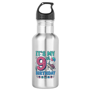 Cute 9th Birthday Turtle Vintage Kids Shirt Design 532 Ml Water Bottle