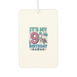 Cute 9th Birthday Turtle Vintage Kids Shirt Design Car Air Freshener