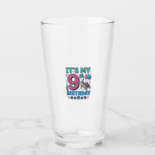 Cute 9th Birthday Turtle Vintage Kids Shirt Design Glass