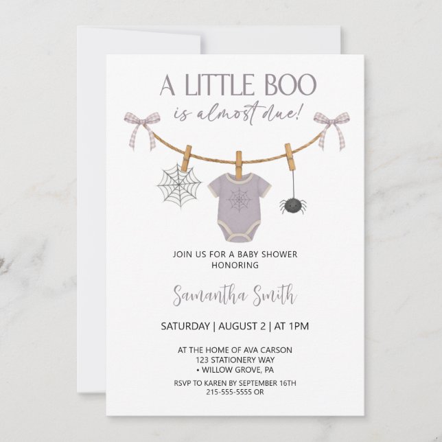 Cute A Little Boo Is Almost Due Baby Shower  Invitation (Front)