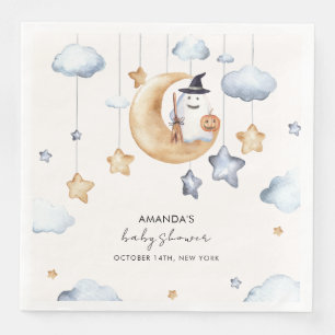 Cute A Little Boo Moon Stars Baby Shower Napkin