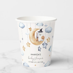 Cute A Little Boo Moon Stars Baby Shower Paper Cups