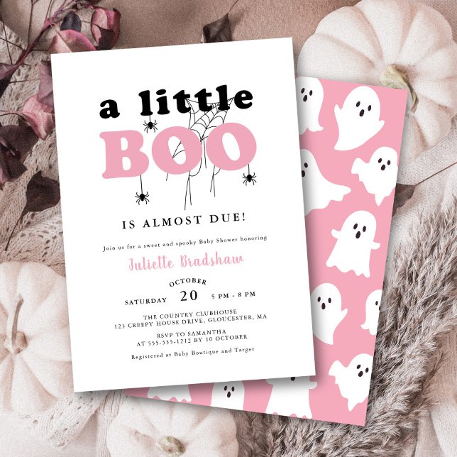 Cute A Little Boo Pink Halloween Girl Baby Shower Invitation (Creator Uploaded)