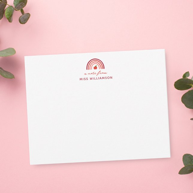 Cute A Note From Teacher Name Note Card (Card shown is 4.25 x 5.5 inches. Choose size, paper, and corner style.)
