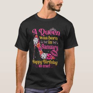 Cute A Queen Was Born In January Women Girls High  T-Shirt