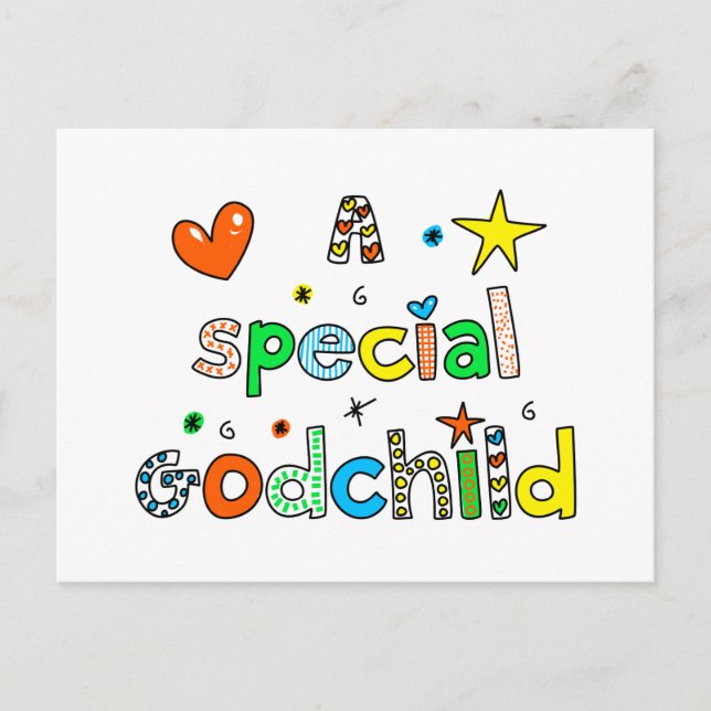 Cute A Special Godchild Text Expression Postcard (Front)