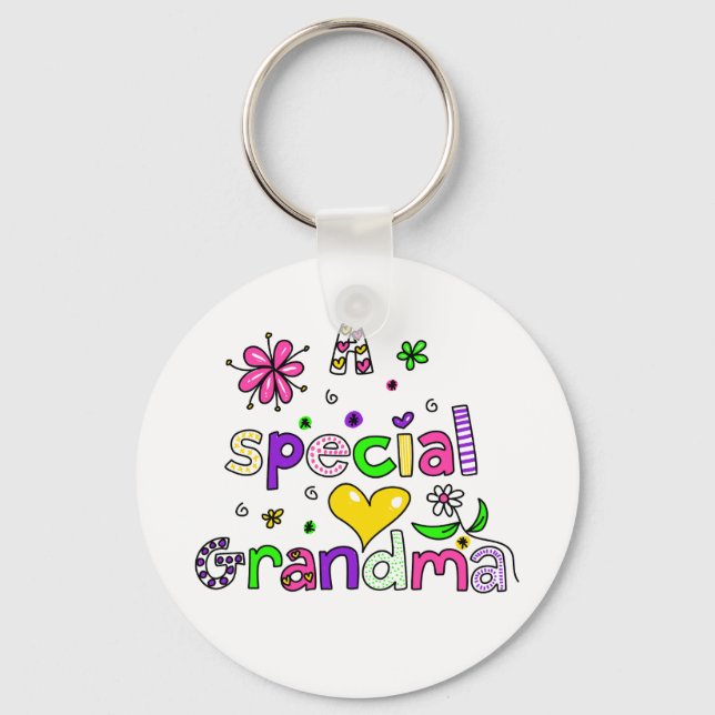 Cute A Special Grandma Granny Text Expression Key Ring (Front)