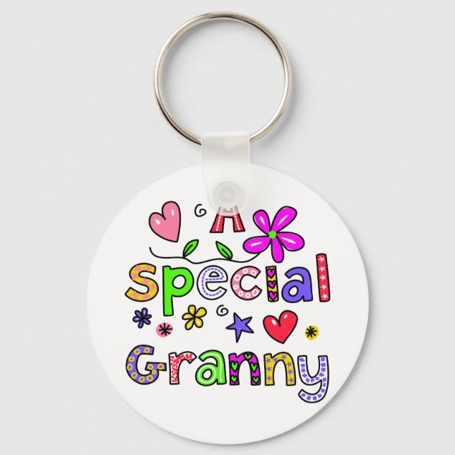 Cute A Special Granny Greeting Text Expression Key Ring (Front)