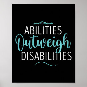 Cute Abilities Outweigh Disabilities Autism Awaren Poster