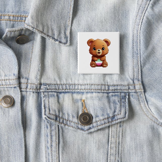 Cute Abrosexual Pride Bear Pin, Abrosexual Button (In Situ)