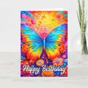 Cute Abstract Artistic Butterfly   Happy Birthday Card