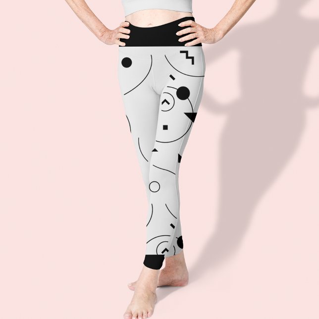 Cute Abstract Black and White Pattern  Leggings (Cute Abstract Black and White Pattern Leggings)