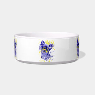 Cute Abstract Blue Chihuahua Ceramic Pet Bowl