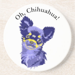 Cute Abstract Chihuahua Sandstone Coaster