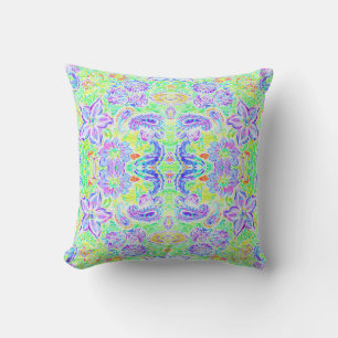 Cute abstract colourful spring flowers cushion