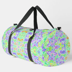 Cute abstract colourful spring flowers duffle bag