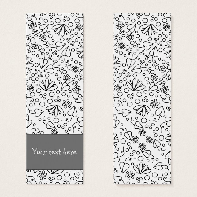 Cute abstract doodle flower design Bookmark (Front & Back)
