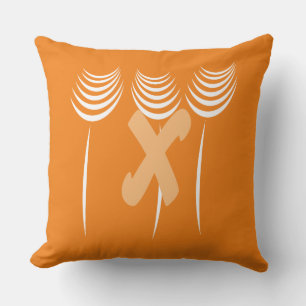 Cute Abstract Floral Bright Orange Pillow