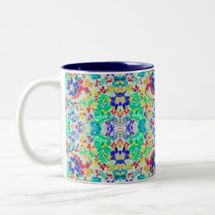 Cute abstract floral pattern Two-Tone coffee mug