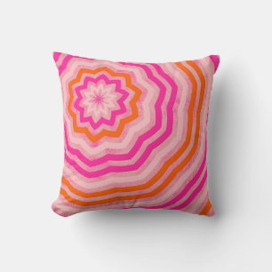 Cute Abstract Flower Pink and Orange Cushion