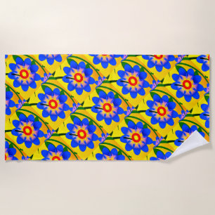 Cute Abstract Flowers Pattern Beach Towel