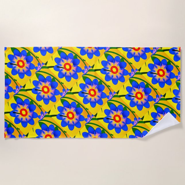 Cute Abstract Flowers Pattern Beach Towel (Front)