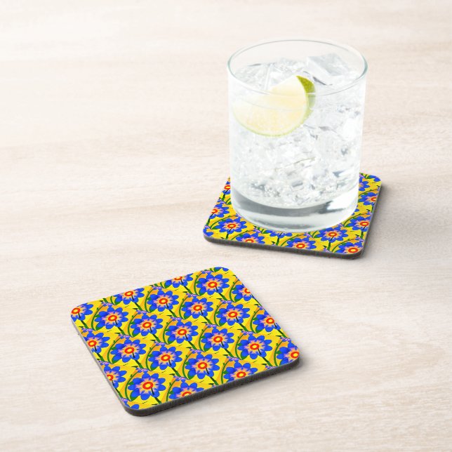 Cute Abstract Flowers Pattern Coaster (Right Side)