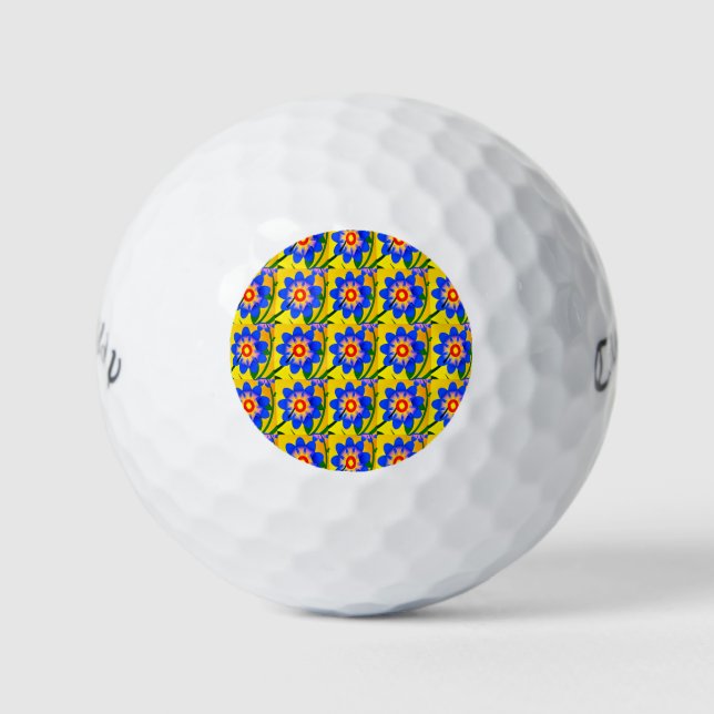 Cute Abstract Flowers Pattern Golf Balls (Front)