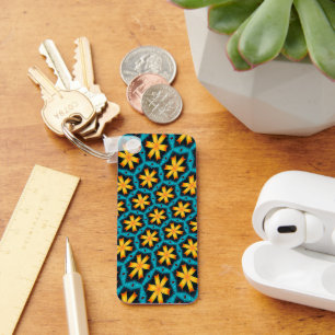 Cute Abstract Flowers Pattern Key Ring