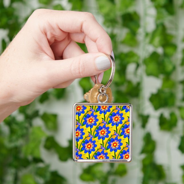 Cute Abstract Flowers Pattern Key Ring (Hand)