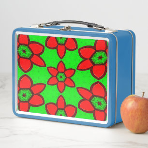 Cute Abstract Flowers Pattern Metal Lunch Box