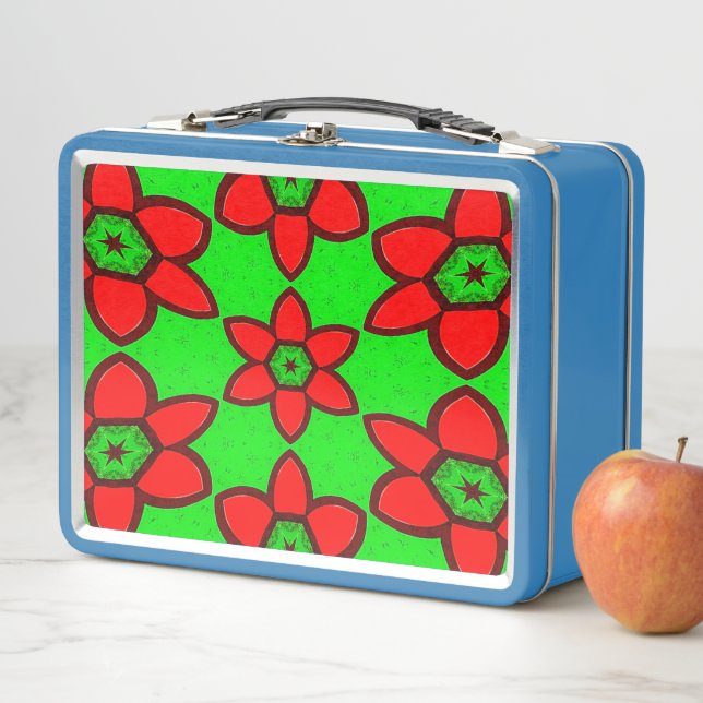 Cute Abstract Flowers Pattern Metal Lunch Box (In Situ)