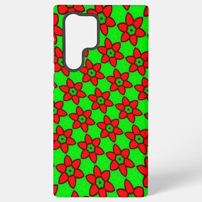 Cute Abstract Flowers Pattern Samsung Galaxy S22 Ultra Case (Back)