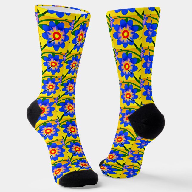 Cute Abstract Flowers Pattern Socks (Angled)