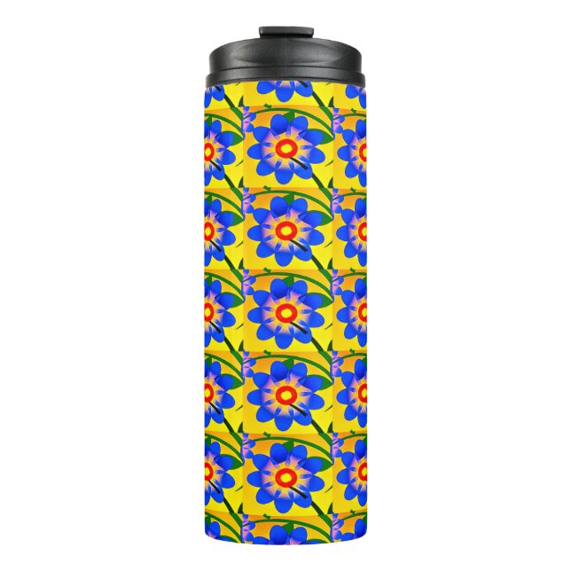 Cute Abstract Flowers Pattern Thermal Tumbler (Front)