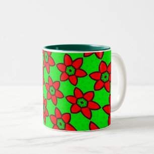Cute Abstract Flowers Pattern Two-Tone Coffee Mug