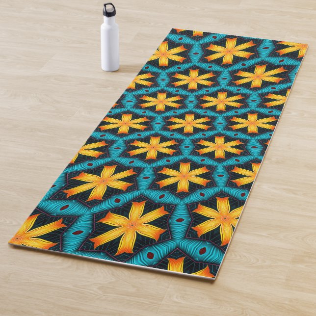 Cute Abstract Flowers Pattern Yoga Mat (In Situ)