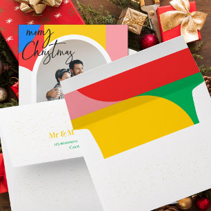 Cute Abstract Geometric Pattern Colourful Christma Envelope